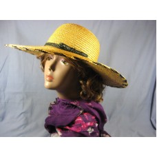 The Scala Collection Straw Hat Natural Fiber One Size Wide Brim Black trim NEW   eb-65322731